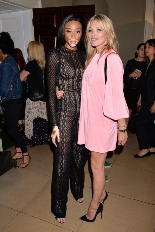 Winnie Harlow and Kate Moss at the Kate Moss + Mario Sorrenti Launch Party of the New OBSESSED Calvin Klein Fragrance in London, UK on the 22nd June 2017 Photo: Dominic O'Neill for Calvin Klein 0208 004 5359 Sales@silverhubmedia.com